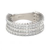 Pave Set Round Cut Sterling Silver Women's Band