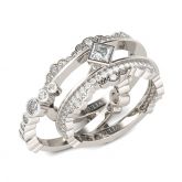 Bezel Setting Princess Cut Interchangeable Sterling Silver Ring Set