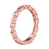 Rose Gold Tone Round Cut Sterling Silver Skull Ring