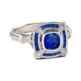 Halo Cushion Cut Sterling Silver Ring