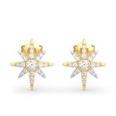 Two Tone Star Sterling Silver Earrings