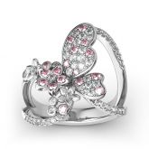 Flower and Butterfly Sterling Silver Ring
