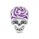Purple Skull Charm Sterling Silver