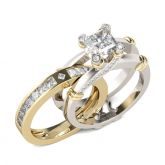 Two Tone Asscher Cut Sterling Silver Ring Set