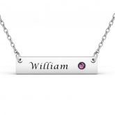 Bar Necklace With Birthstones Sterling Silver