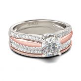Jeulia Two Tone Round Cut Sterling Silver Ring Set