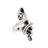 Fancy Black Stone Bypass Alloy Ring