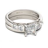 Contemporary Design Asscher Cut Sterling Silver Ring Set