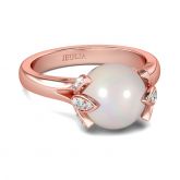 Jeulia Rose Gold Tone Cultured Pearl Sterling Silver Ring