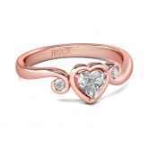 Jeulia Three Stone Heart Cut Sterling Silver Ring