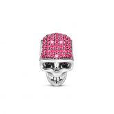 Skull Charm with Rose Stone Sterling Silver