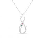 Double Name Infinity Necklace with Birthstones Sterling Silver