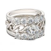 Intertwined Oval Cut Sterling Silver Ring Set