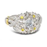 Daisy Twist Cushion Cut Sterling Silver Ring