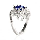 Jeulia Leaves Cushion Cut Sterling Silver Ring