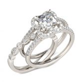 Floral Princess Cut Interchangeable Sterling Silver Ring Set