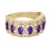 Vintage Gold Tone Marquise Cut Sterling Silver Women's Band