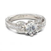 Milgrain Knot Design Round Cut Sterling Silver Ring