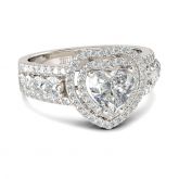 Jeulia Double Halo Heart Cut Sterling Silver Engagement Ring