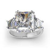 Three Stone Radiant Cut Sterling Silver Ring