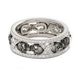 Two Tone Round Cut Sterling Silver Skull Ring