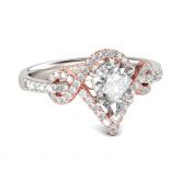 Fancy Two Tone Pear Cut Sterling Silver Ring