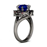 Black Tone Round Cut Sterling Silver Dragon Ring