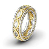 Scrollwork Two Tone Sterling Silver Women's Band
