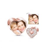 Rose Gold Heart Photo Charm Sterling Silver