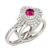 Floral Round Cut Interchangeable Sterling Silver Ring Set