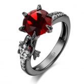 Black Tone Round Cut Sterling Silver Dragon Ring