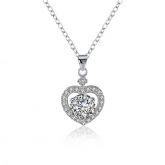 Heart Halo Sterling Silver Necklace
