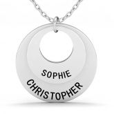 Two Ring Engraved Necklaces Sterling Silver