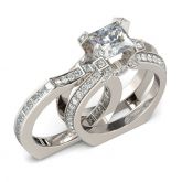 Classic Princess Cut Sterling Silver Ring Set