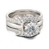 Classic Round Cut Sterling Silver 3PC Ring Set