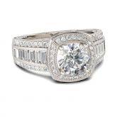 Milgrain Halo Round Cut Sterling Silver Ring