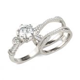 Vintage Round Cut Sterling Silver Ring Set