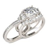 Three Stone Princess Cut Interchangeable Sterling Silver Ring Set