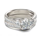 Three Stone Round Cut Sterling Silver Ring Set