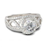 Halo Round Cut Sterling Silver Ring