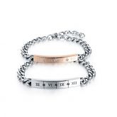 Roman Numbers Titanium Steel Couple's Bracelets