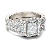 Jeulia Three Stone Radiant Cut Sterling Silver Ring Set