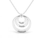 Triple Disc Engraved Necklace Sterling Silver