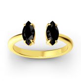 Two Stone Marquise Cut Sterling Silver Open Ring