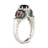 Two Tone Round Cut Sterling Silver Skull Ring