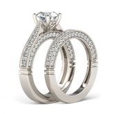 Classic Round Cut Sterling Silver Ring Set