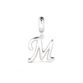 Letter M Dangling Charm Sterling Silver