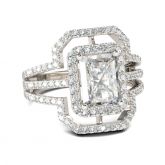 Jeulia Double Halo Radiant Cut Sterling Silver Ring