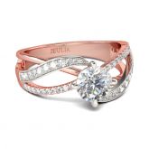 Two Tone Intertwined Round Cut Sterling Silver Ring