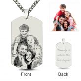 Dog Tag Laser Engraved Personalized Photo Necklace Sterling Silver